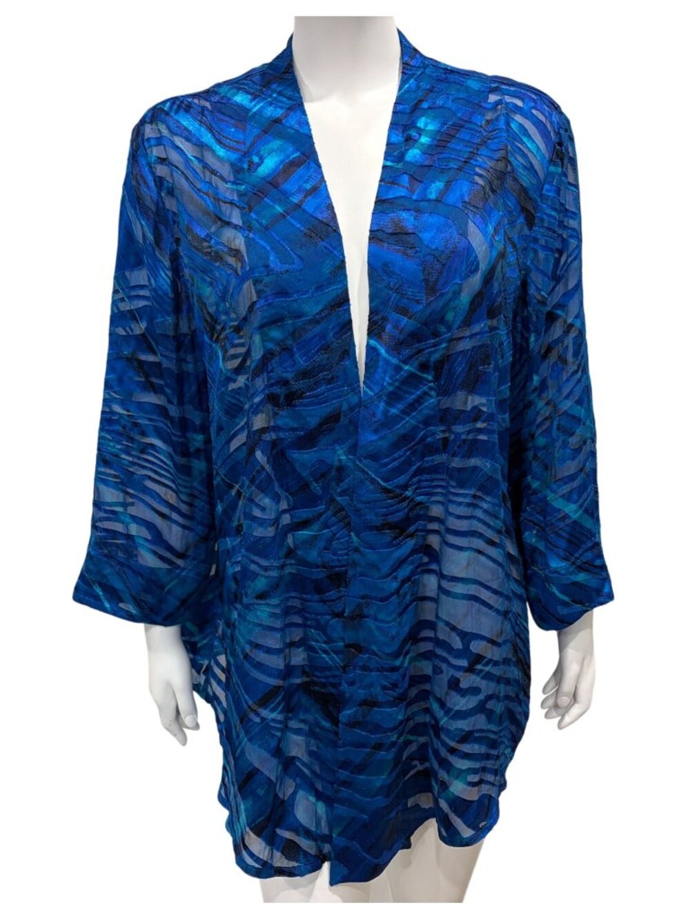 Chicos Travelers Open Front Lightweight Cardigan Jacket Silk Blend Size 3 / XL